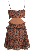 LEOPARD FRILL DRESS in colour COPPER COIN