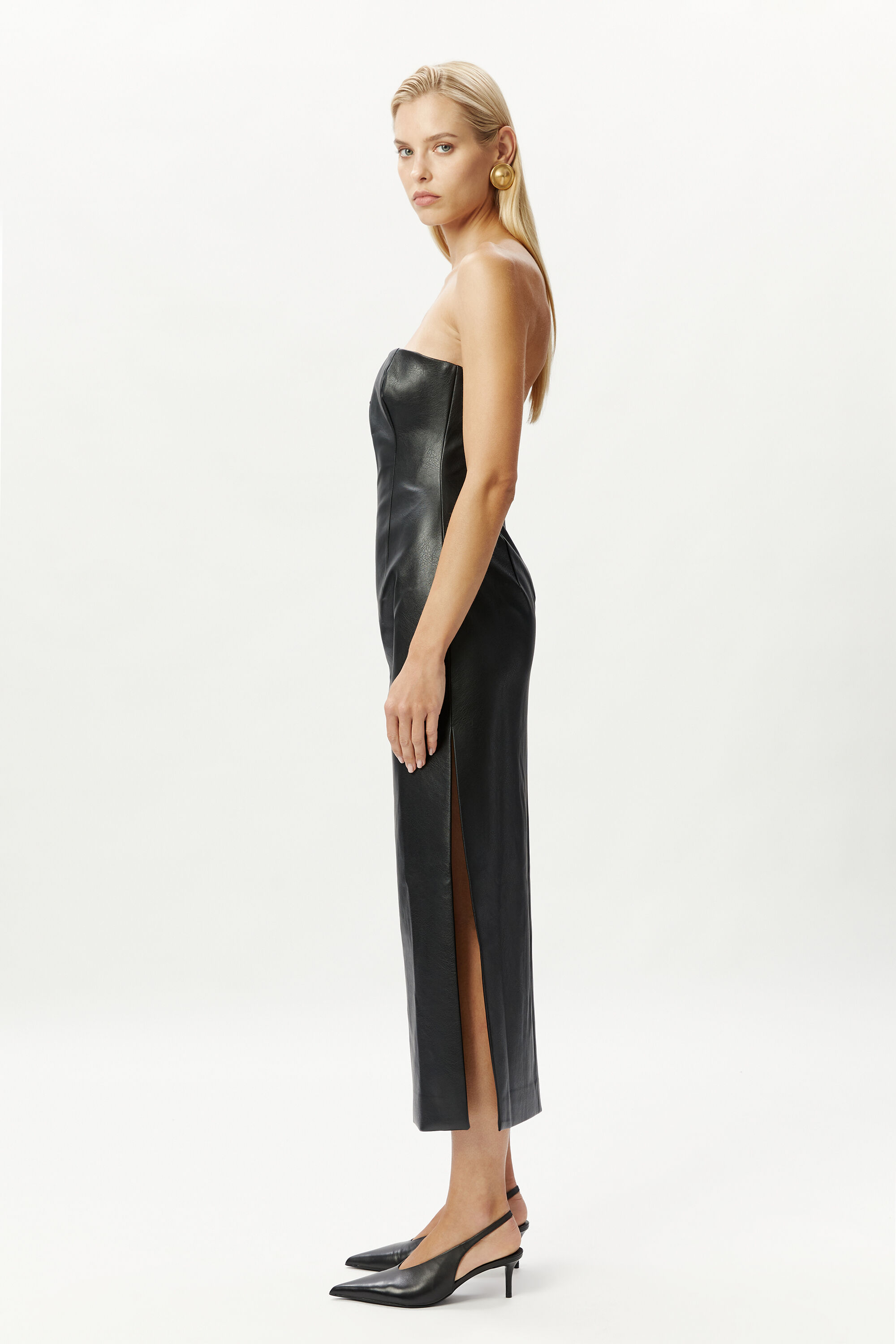 Eleni Vegan Leather Midi Dress In Black | Bardot Eleni Vegan Leather Midi Dress In Black | Bardot