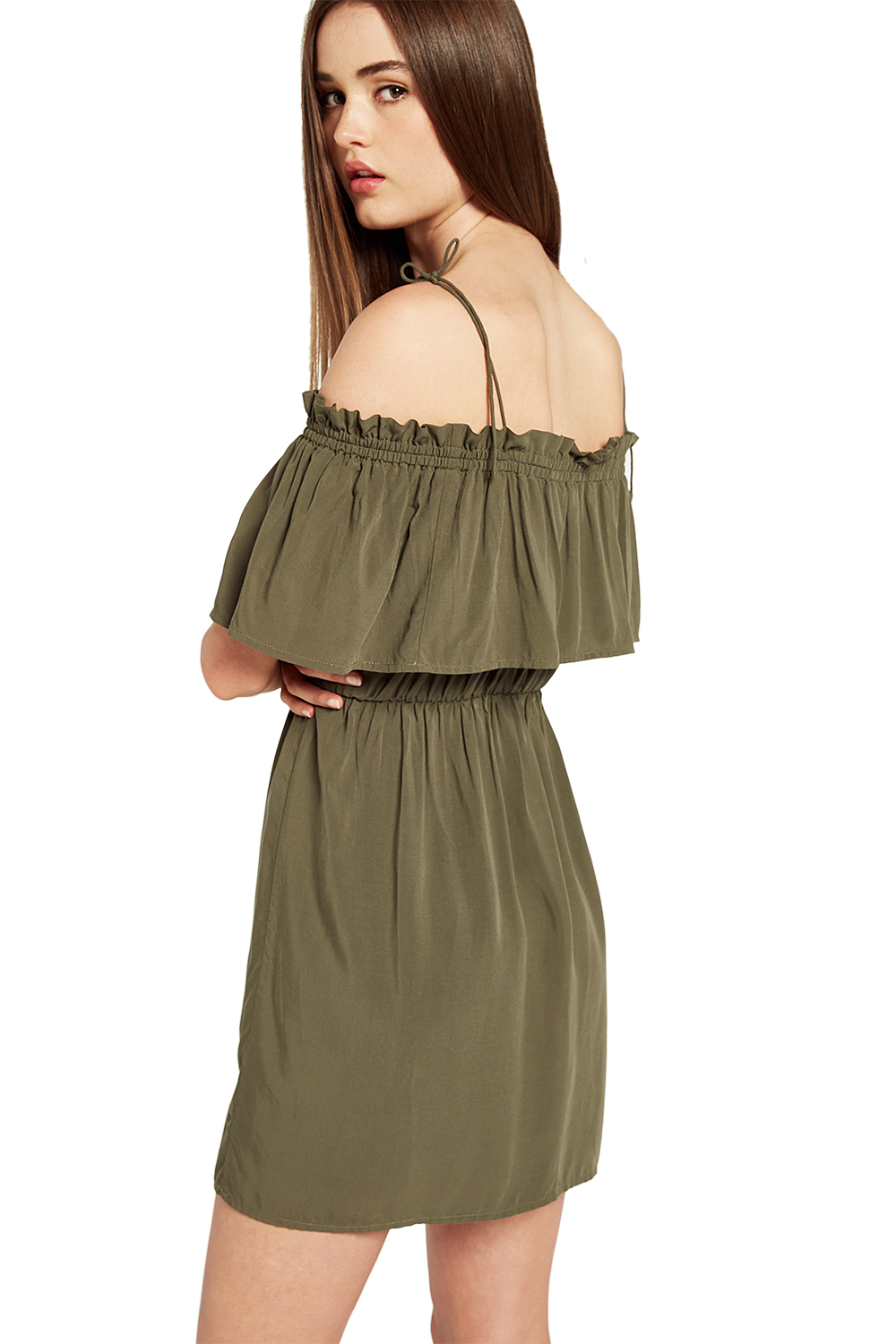 chelsea shoulder tie chiffon dress