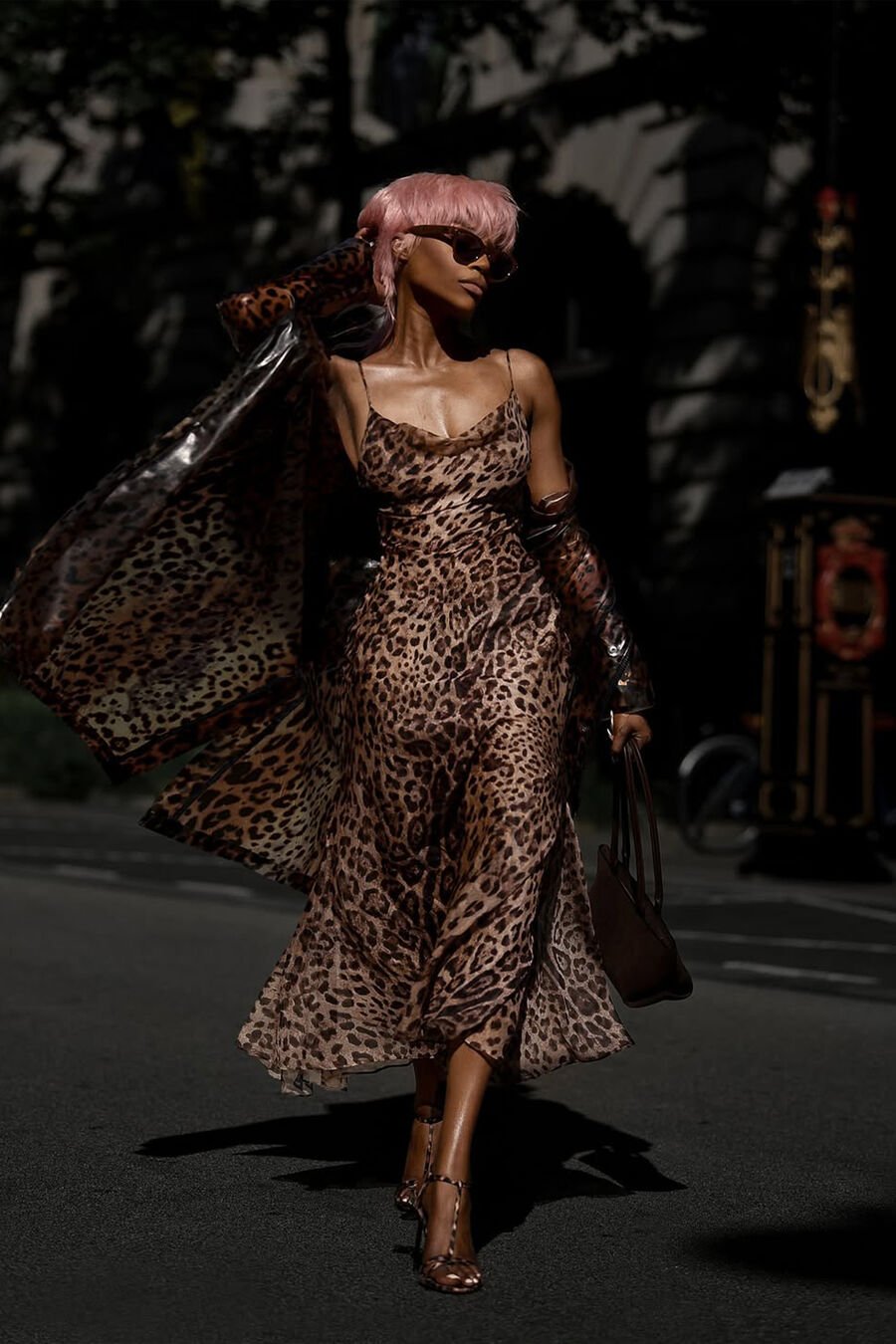 MONROE COWL NECK MAXI DRESS in colour Brown Leopard