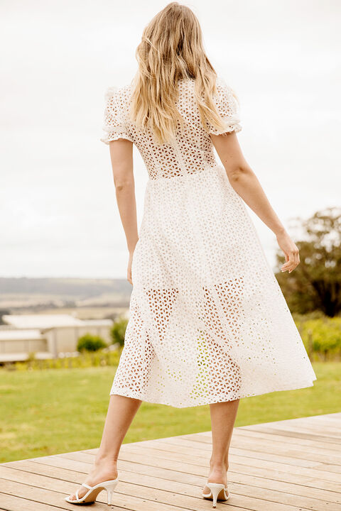 JORDAN LACE DRESS in colour CLOUD DANCER