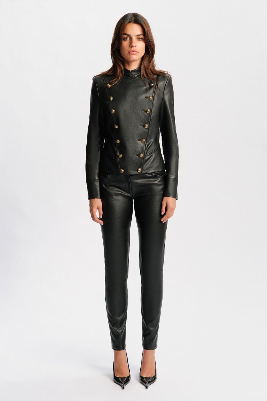 MARCELLA VEGAN LEATHER JACKET in colour Black