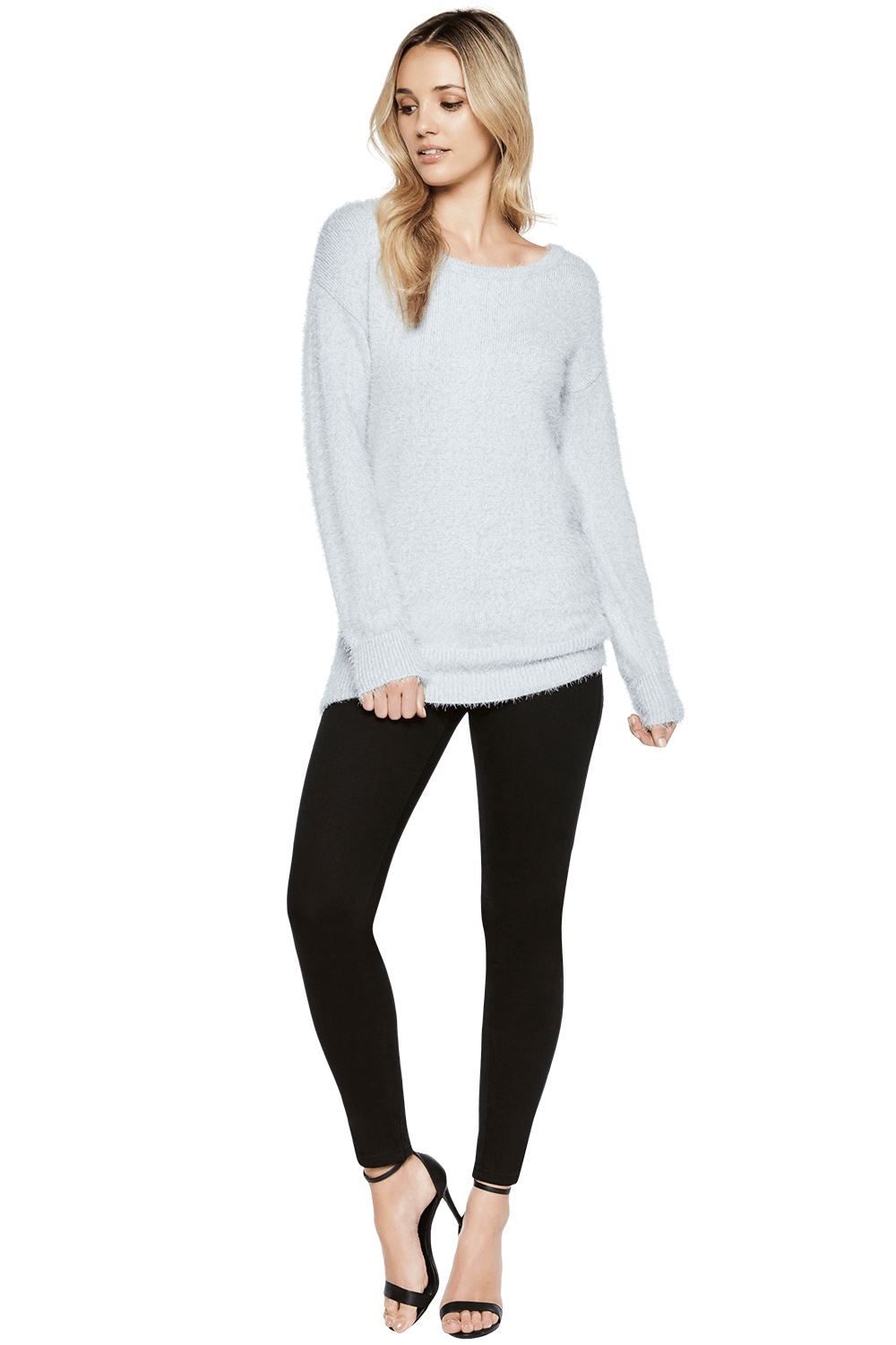 Fluffy Tunic Jumper in Arctic Blu | Bardot