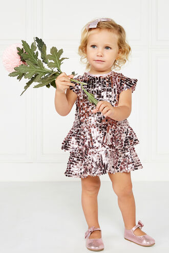 LEILA SEQUIN DRESS in colour PALE DOGWOOD