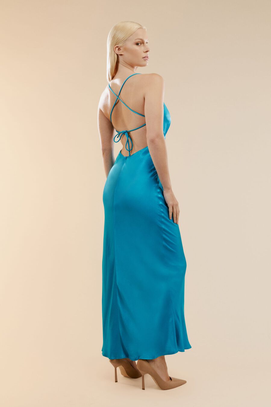 MADELYN MIDI SLIP DRESS in colour MARINE