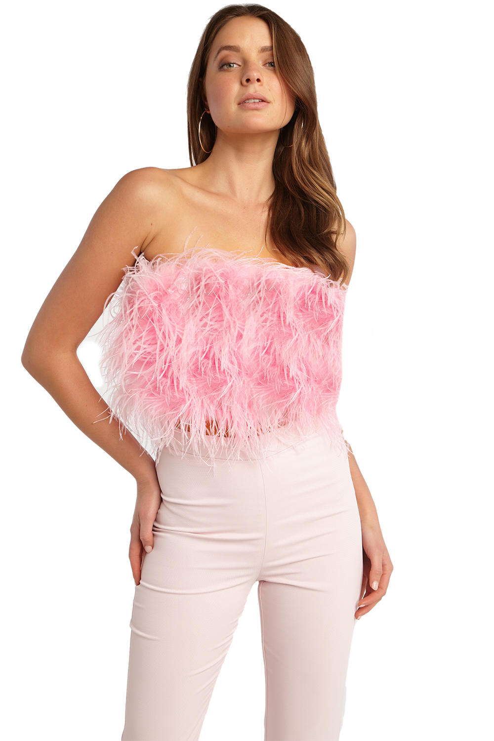 svinge Suradam Nominering Feather Bustier Top in Lili Pink | Bardot