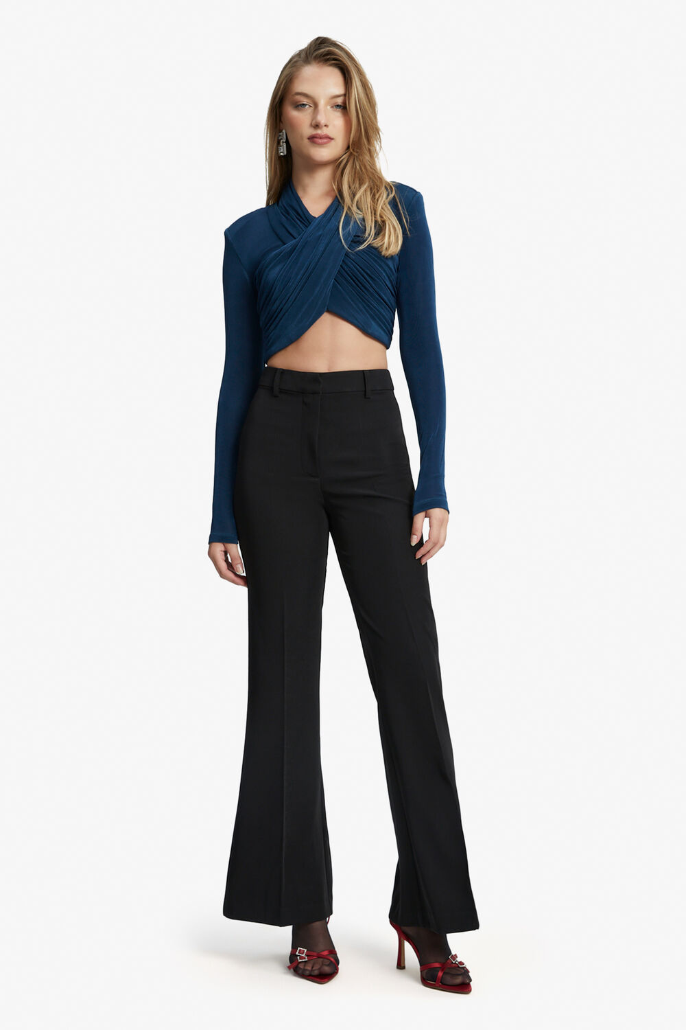 WREN WRAP KNIT TOP in colour BAYBERRY