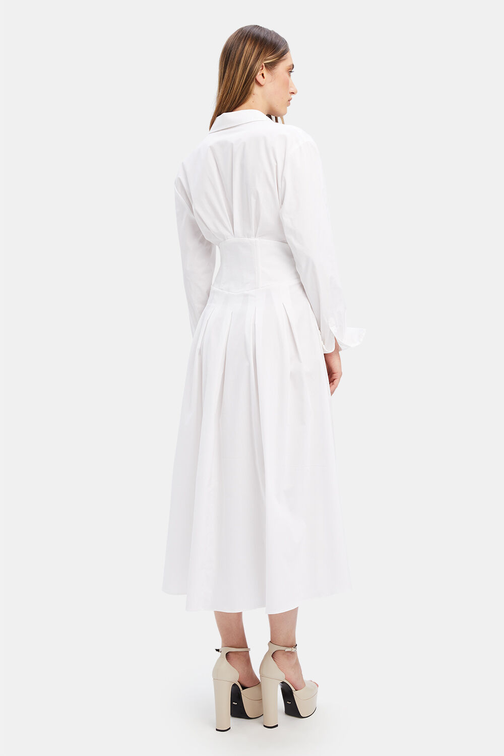 AMIRA CORSET SHIRT DRESS in colour BRIGHT WHITE