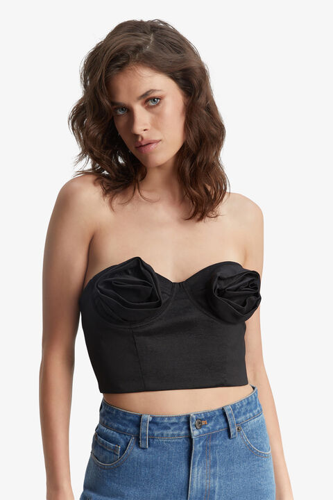 BRIXTON STRAPLESS CORSET TOP in colour CAVIAR