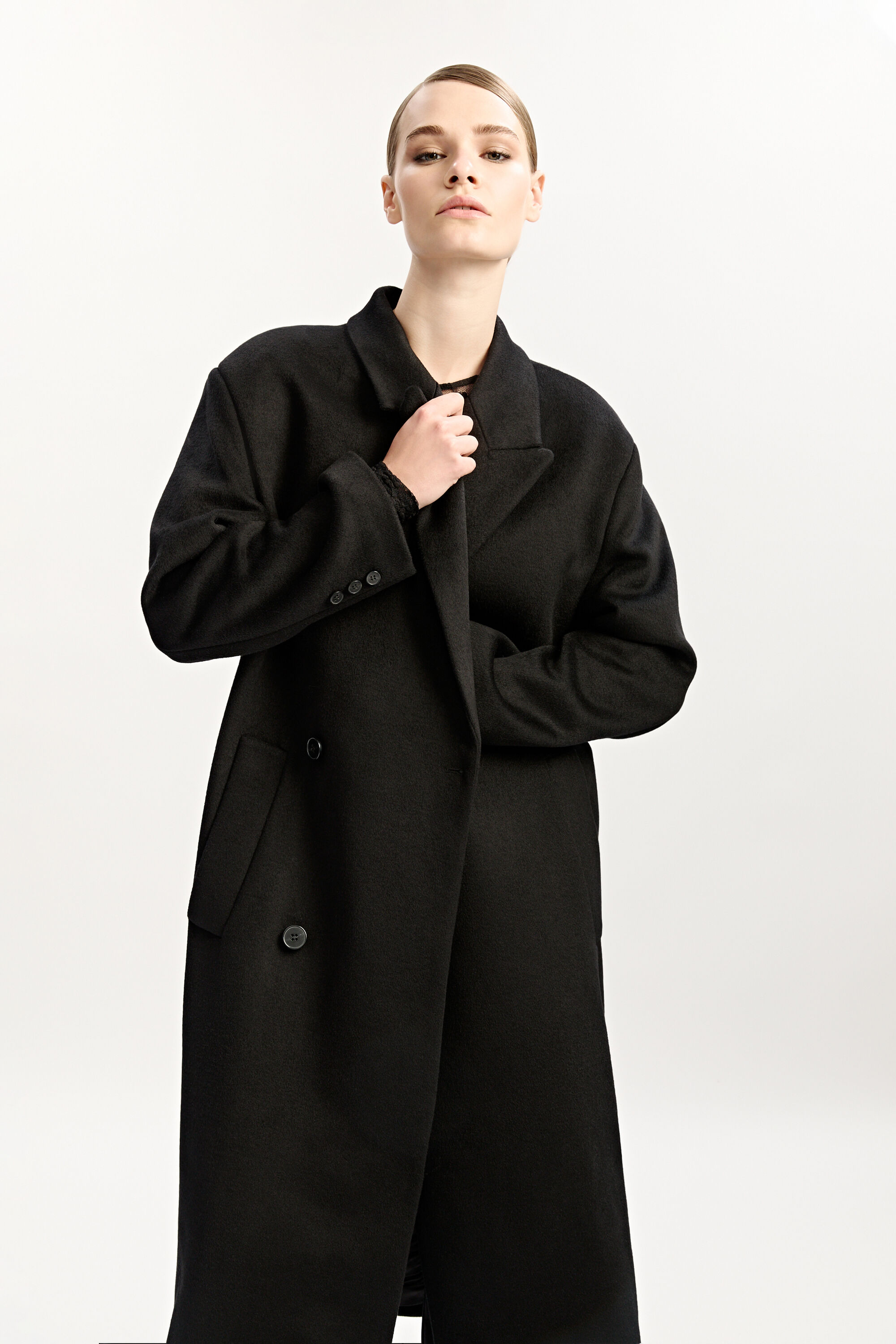 Classic Oversized Coat In Black | Bardot