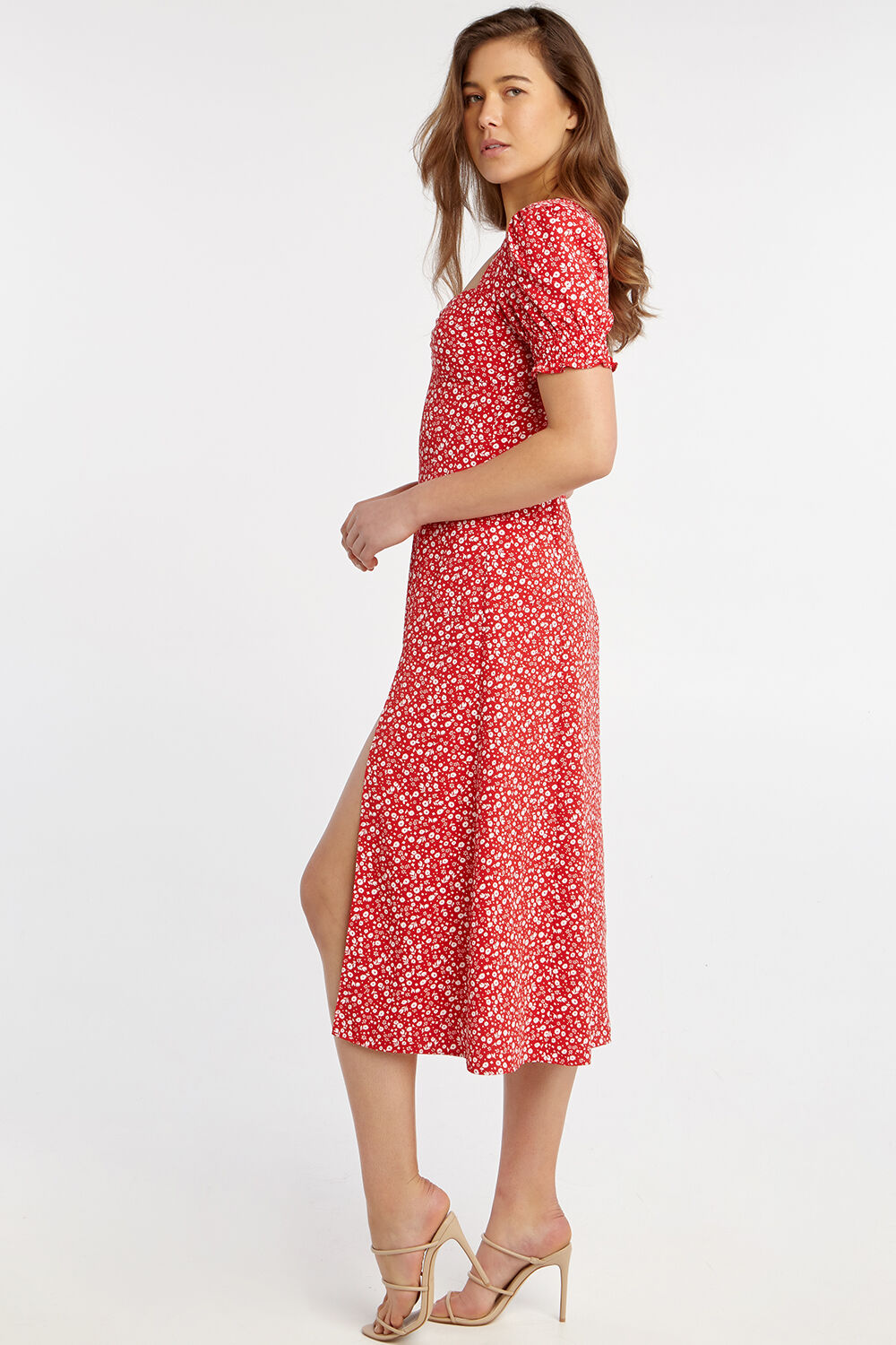 Millie Floral Dress in Dits Rd Fl | Bardot