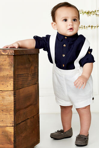 LINEN BEACH SHIRT in colour BLACK IRIS