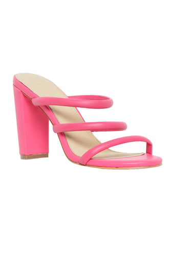 TRIPLE LEATHER MULE in colour HOT PINK