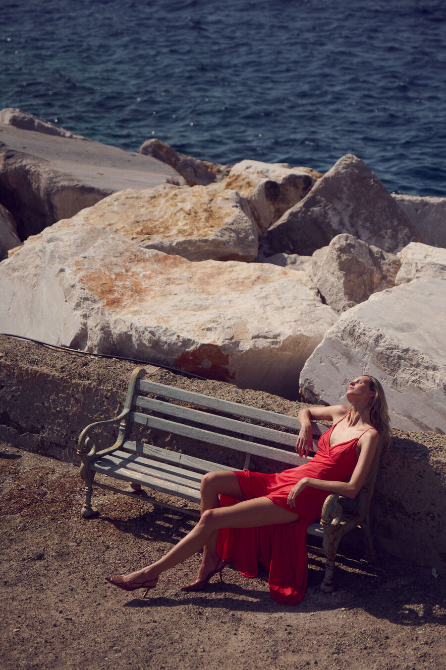 SORELLA JERSEY MIDI DRESS in colour FIRE RED