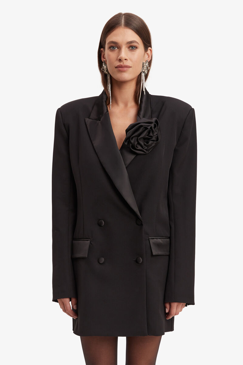 Joelle Tuxedo Dress In Black | Bardot