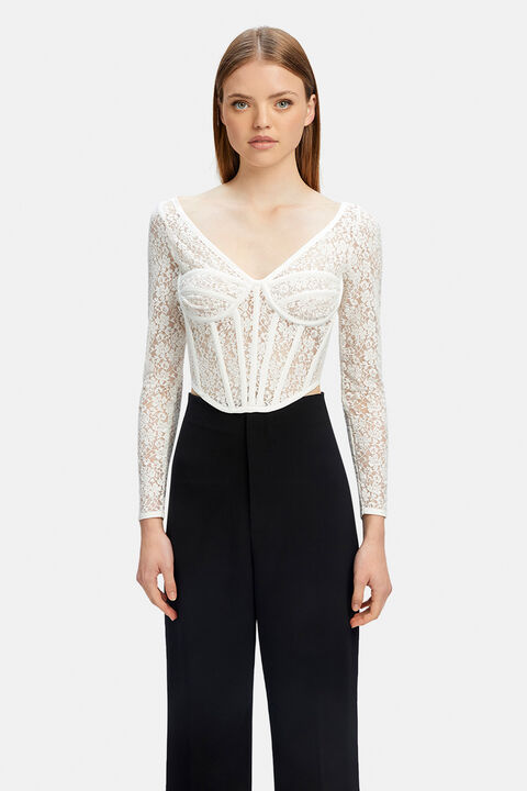 LACE CORSET TOP in colour CLOUD DANCER