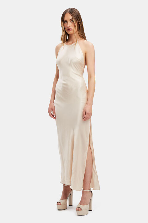 BOSTON SLIP MIDI DRESS in colour WHITE SWAN