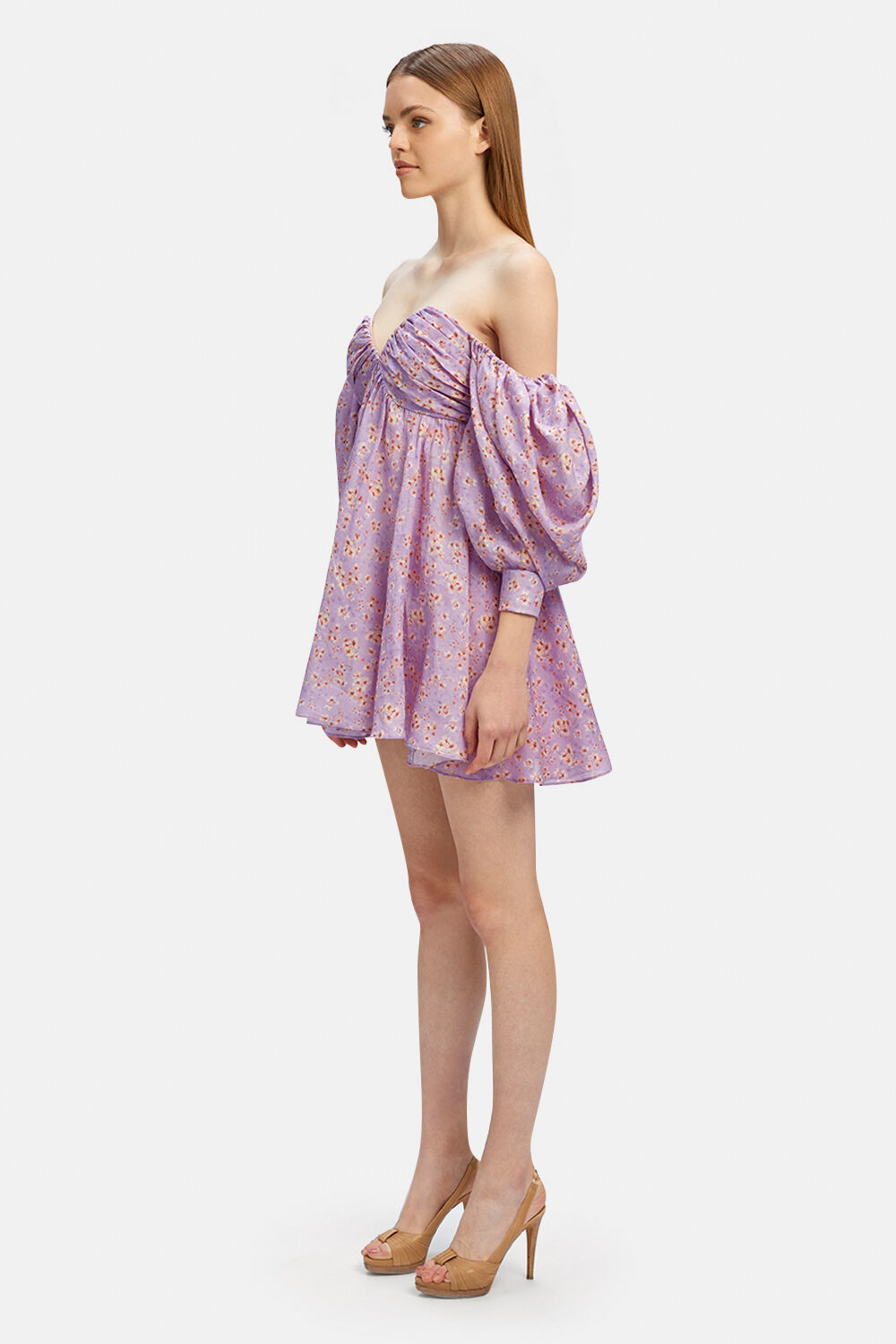 LANI FLORAL MINI DRESS in colour FAIR ORCHID