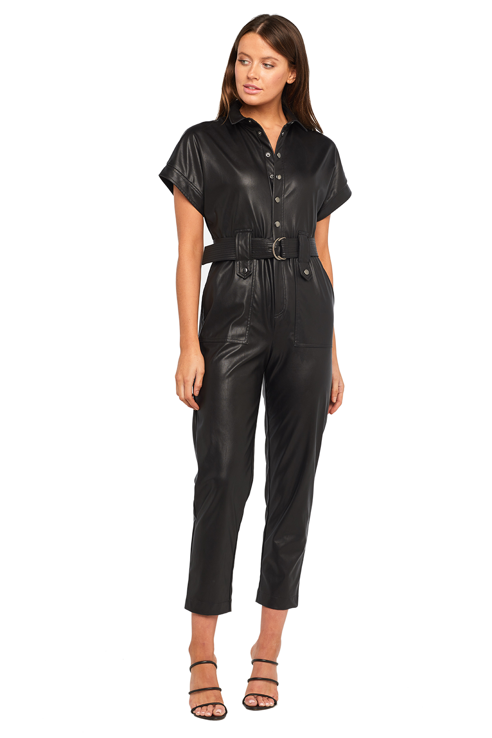 Pu Belted Pantsuit Ladies Clothing & Playsuits & Jumpsuits Bardot