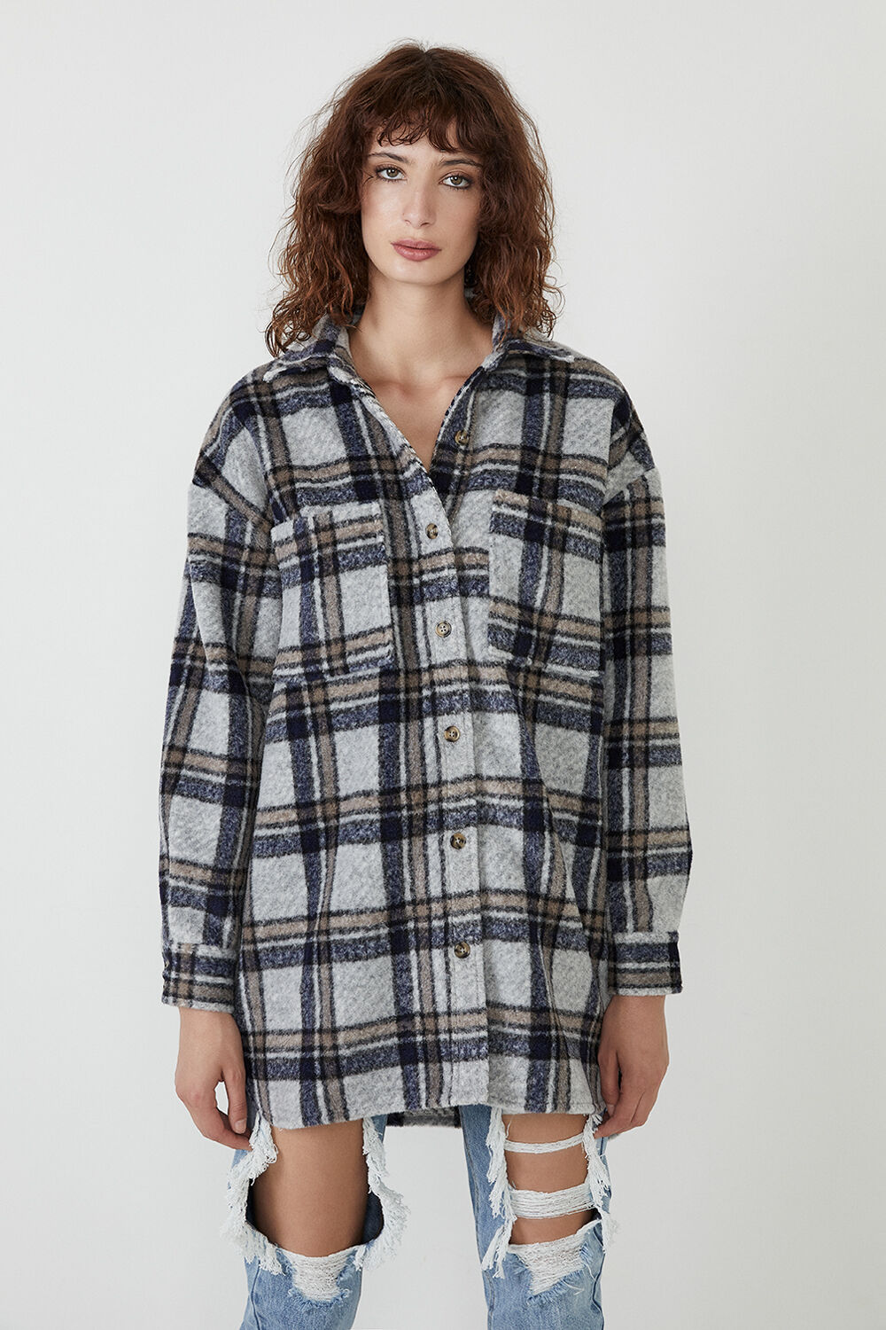 Checked Flannel Shirt in Blue Check 