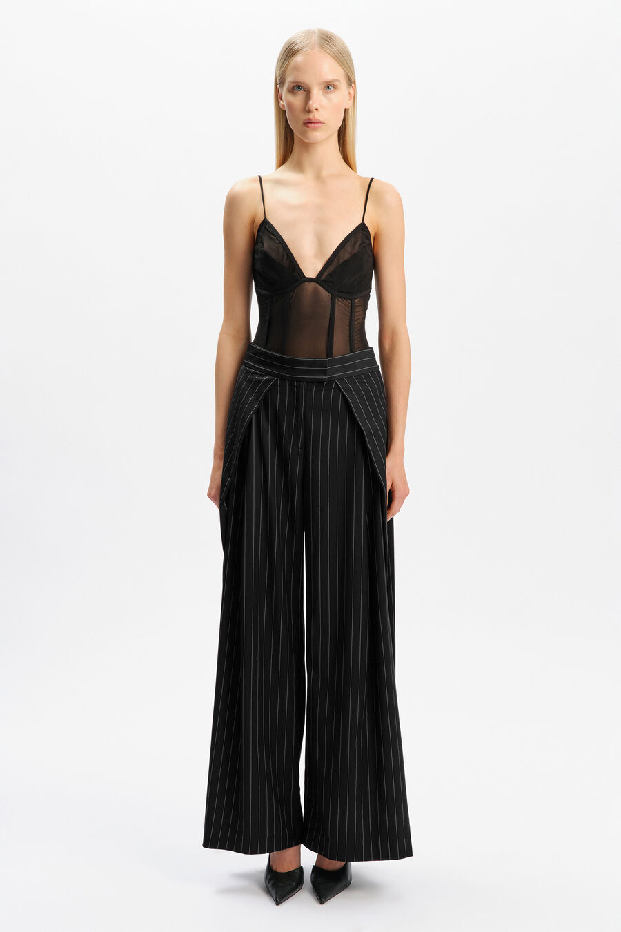 Laurie Pleat Front Stripe Pant