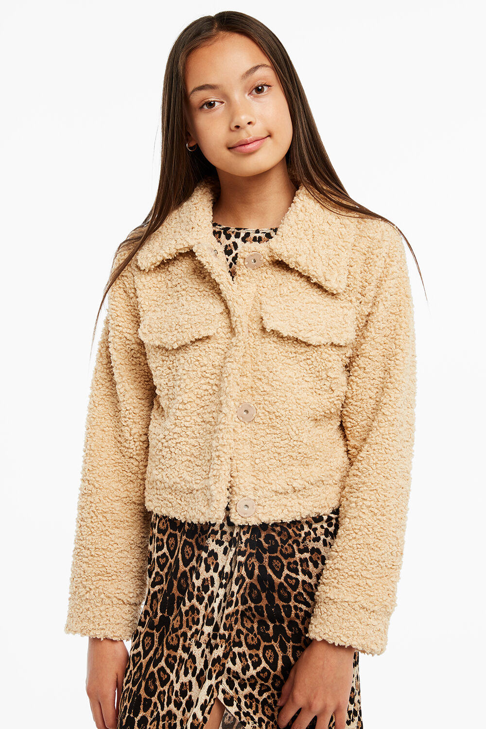 sherpa cropped coat