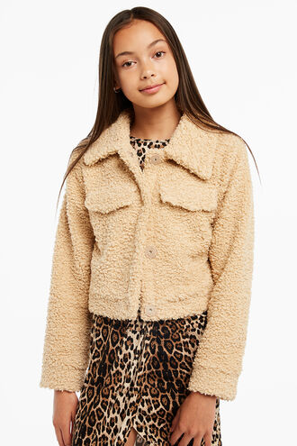 CROP SHERPA JACKET in colour TAN