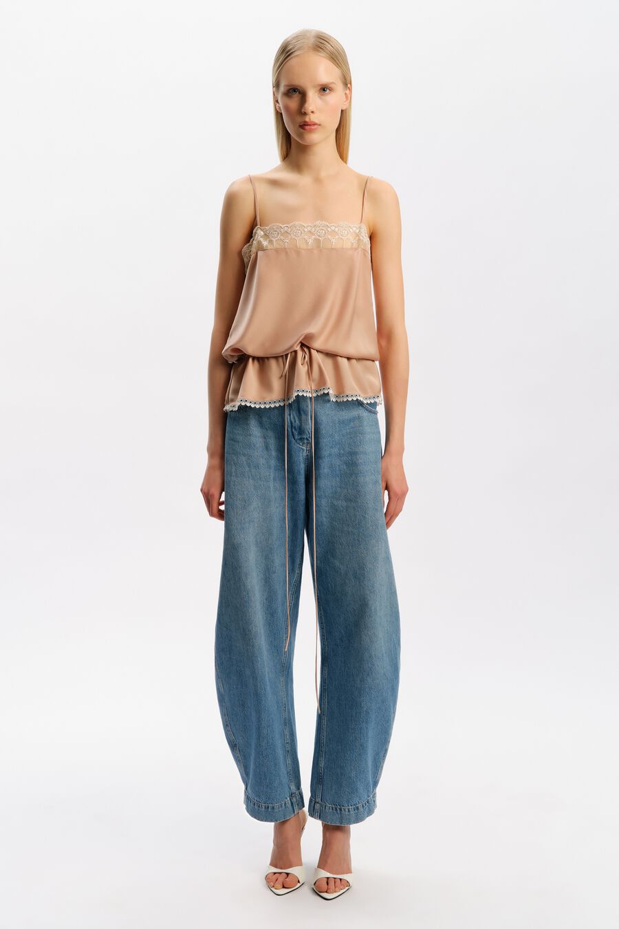 Bonita Satin Lace Trim Top