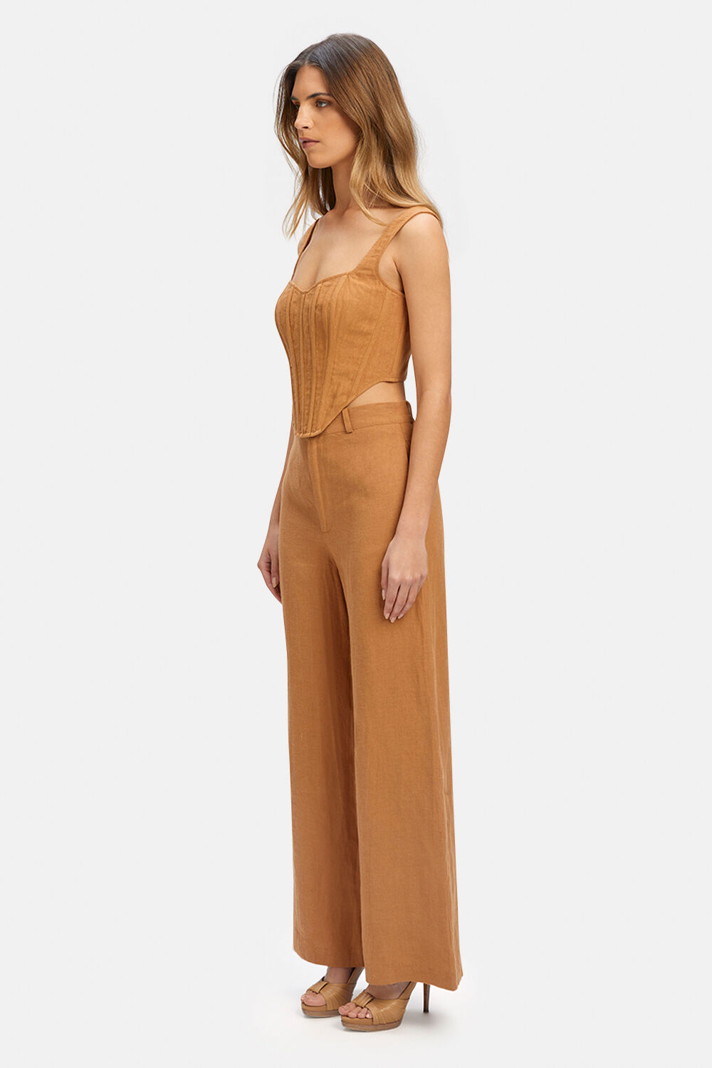 ENYA LINEN PANT in colour HONEY MUSTARD