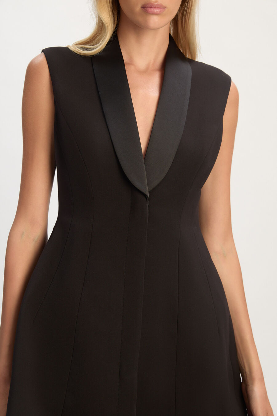 Destene Satin Lapel Mini Dress