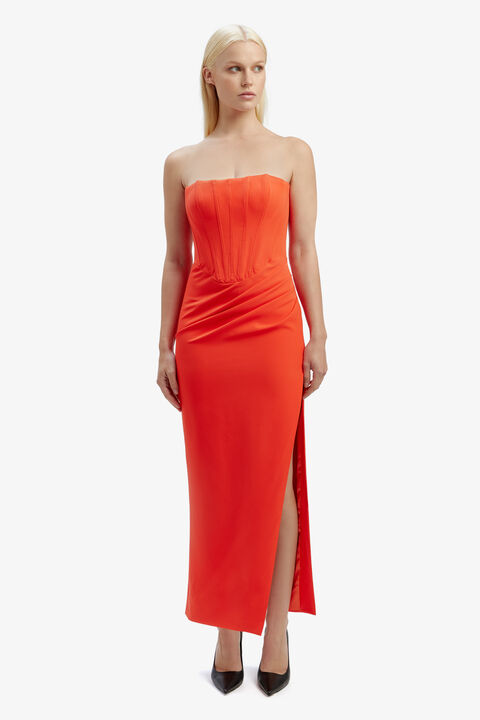 SAIRA MIDI DRESS in colour ORANGE PEEL