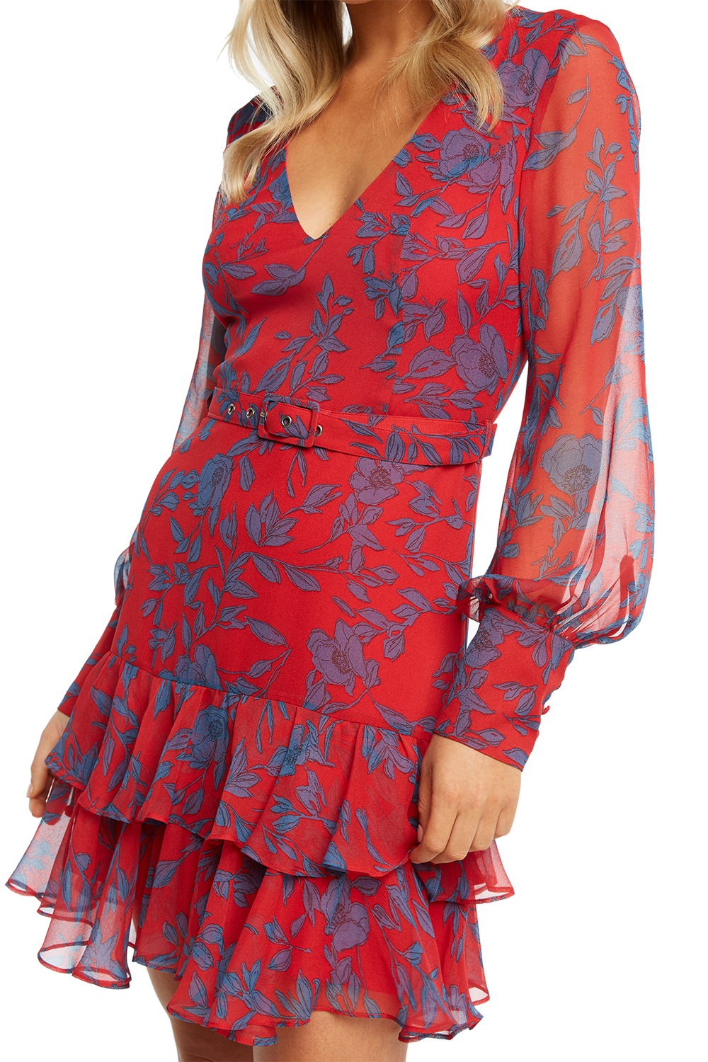 Madelyn Floral Dress in Rd Bl Flrl | Bardot