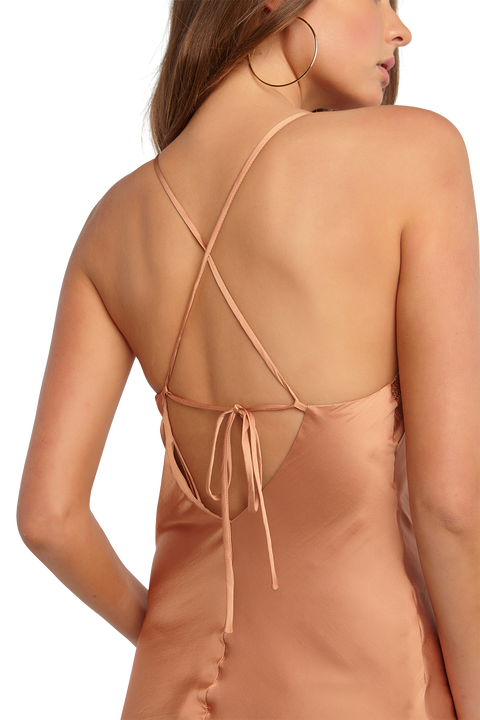 SANDIE SLIP DRESS in colour SANDSTONE