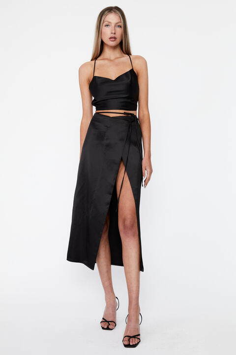 MONTANA MIDI WRAP SKIRT in colour CAVIAR