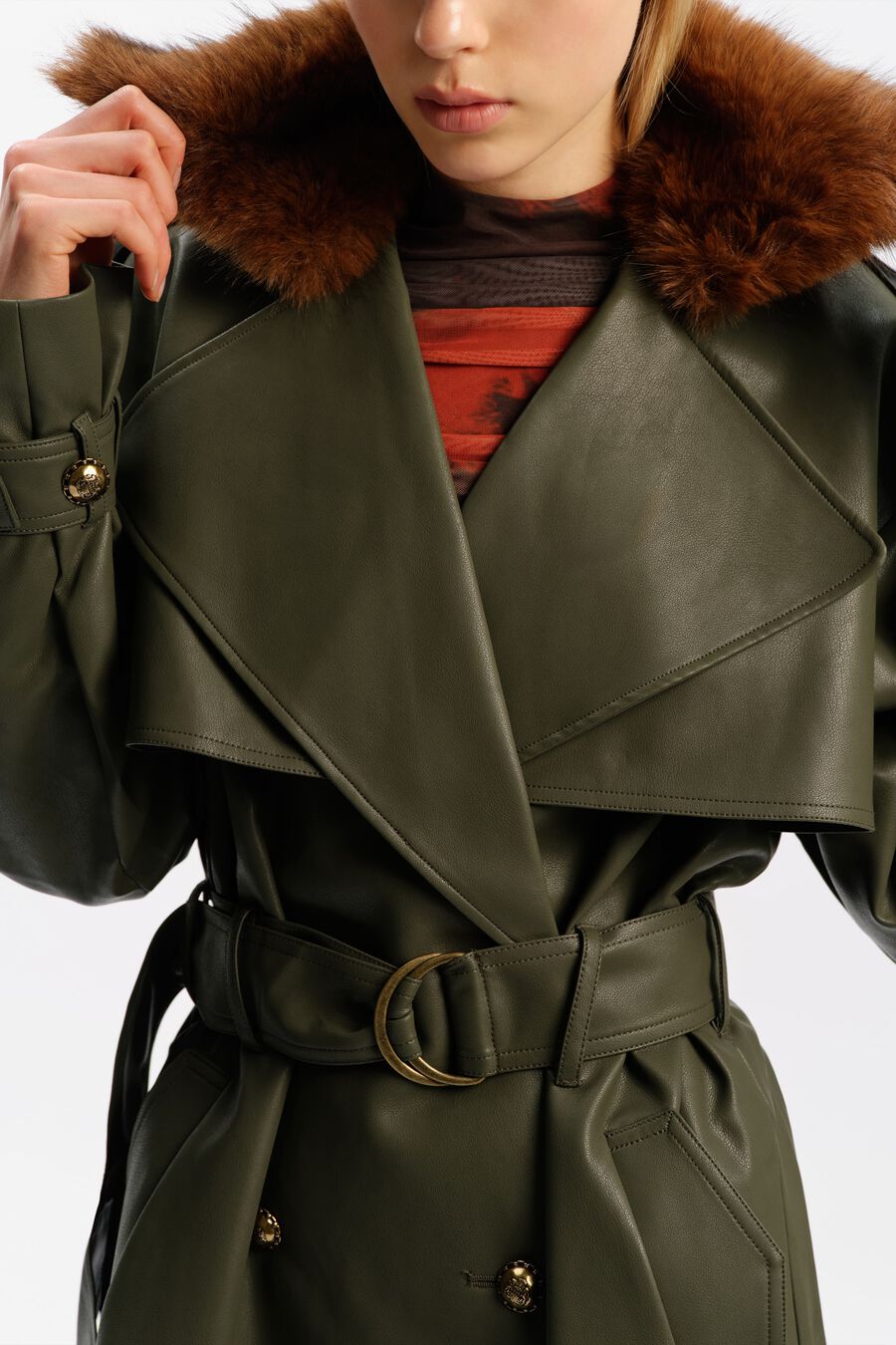 Vegan Leather & Faux Fur Coat