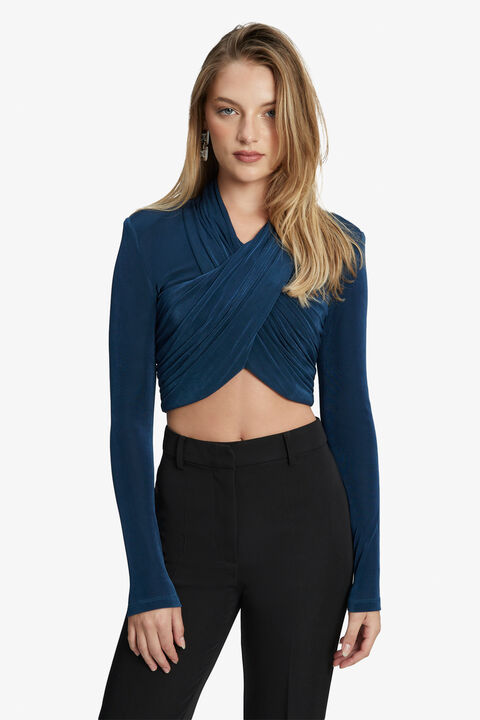 WREN WRAP KNIT TOP in colour BAYBERRY