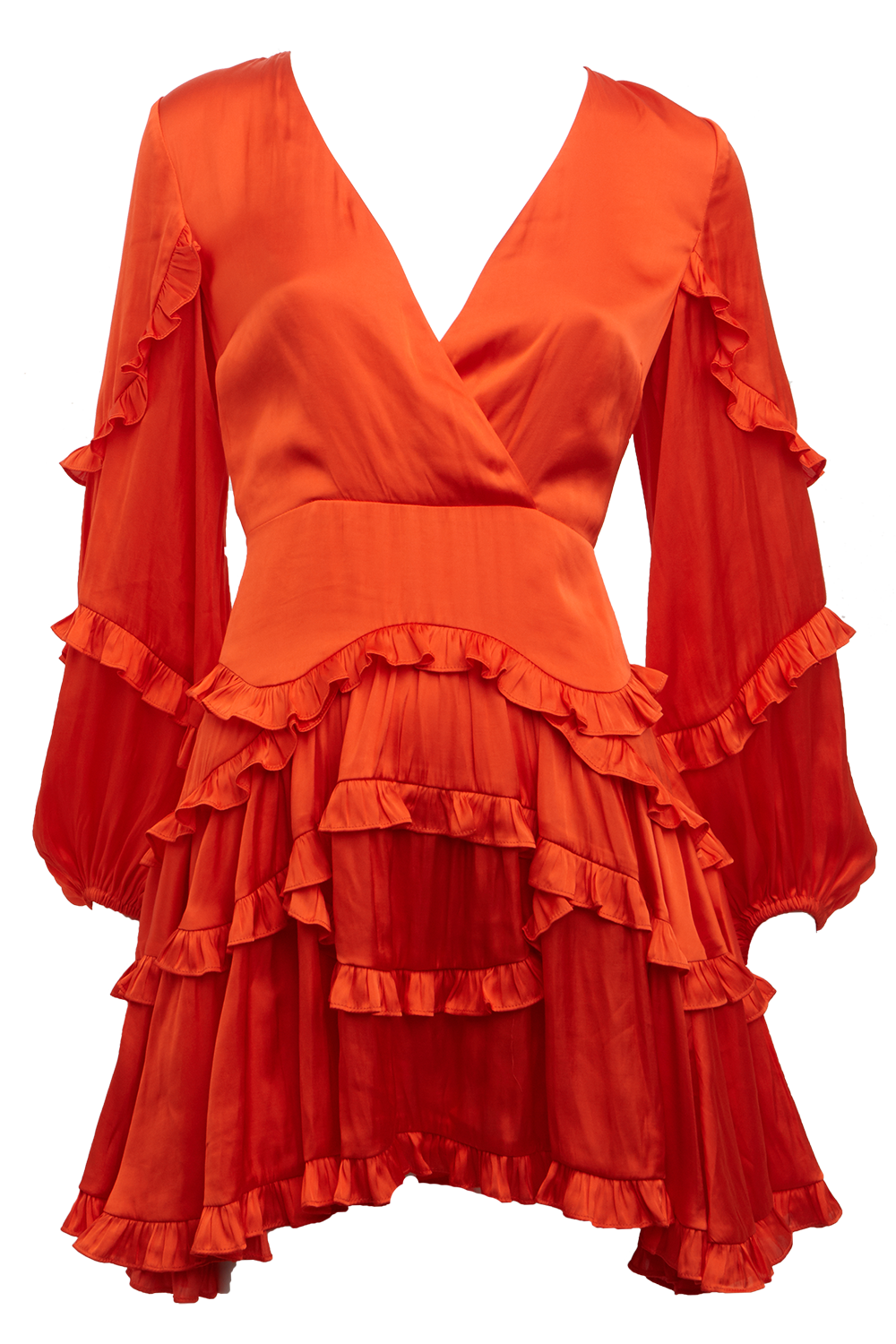 NALA FRILL DRESS in colour SPICY ORANGE