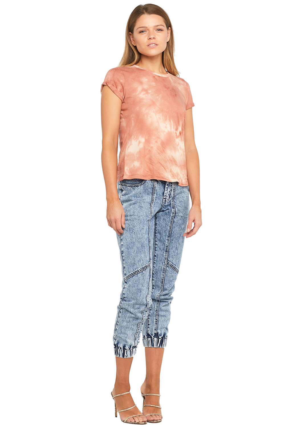 SOFT TIE DYE TEE in colour DUSTY CORAL