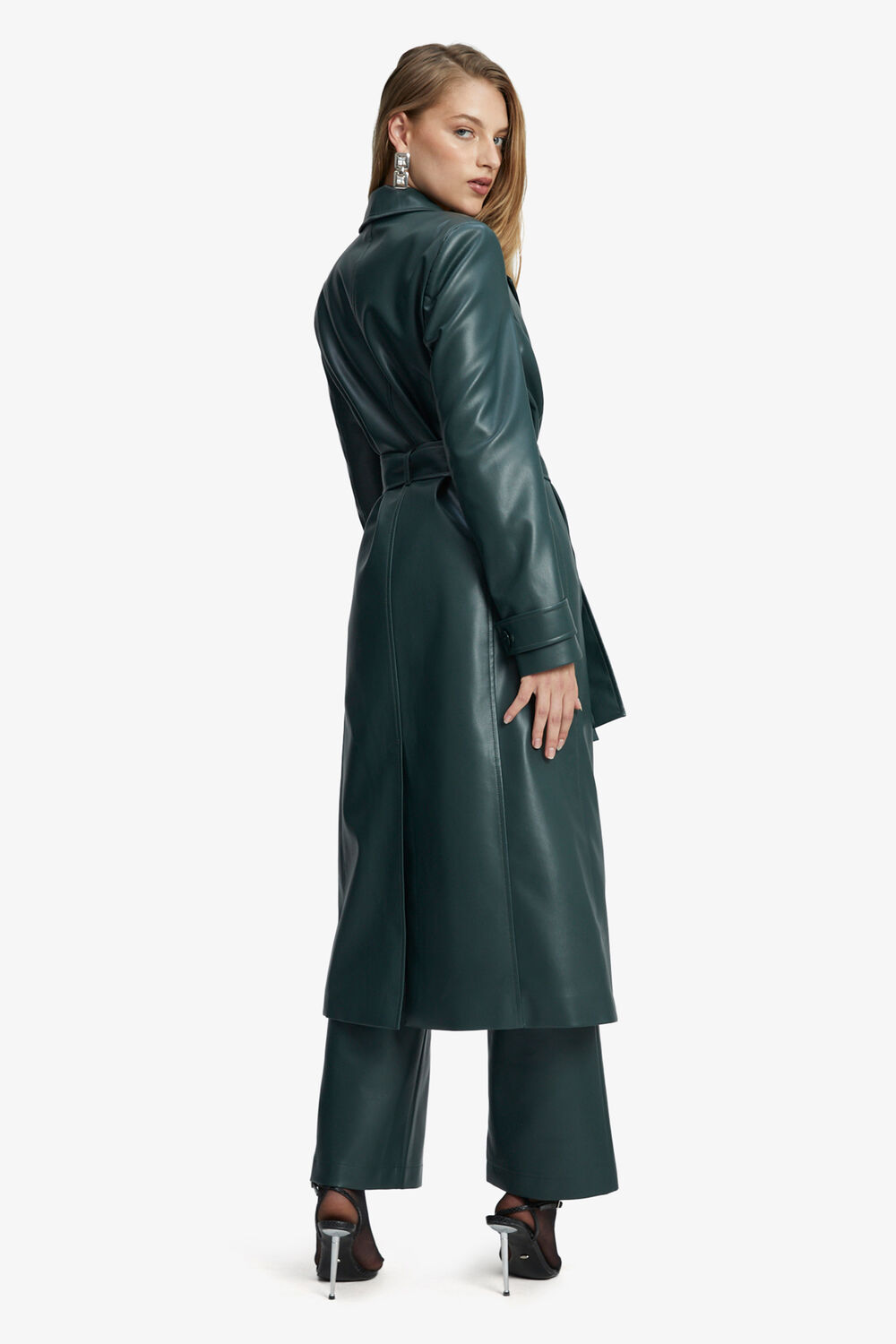 VEGAN LEATHER TRENCH COAT in colour JASPER