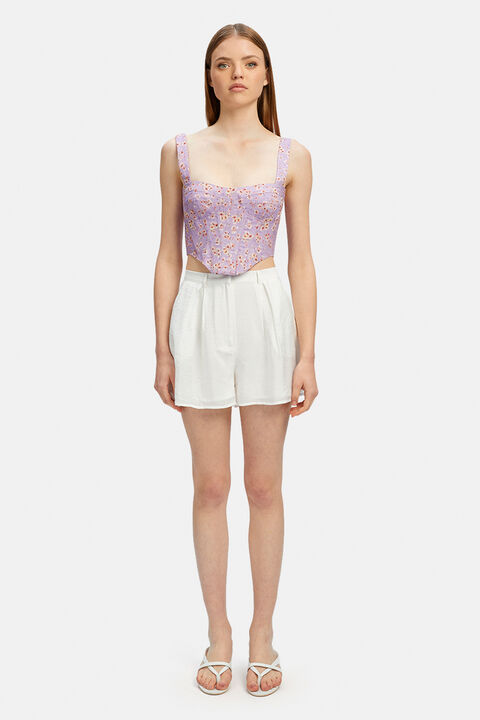 LANI FLORAL BUSTIER in colour FAIR ORCHID
