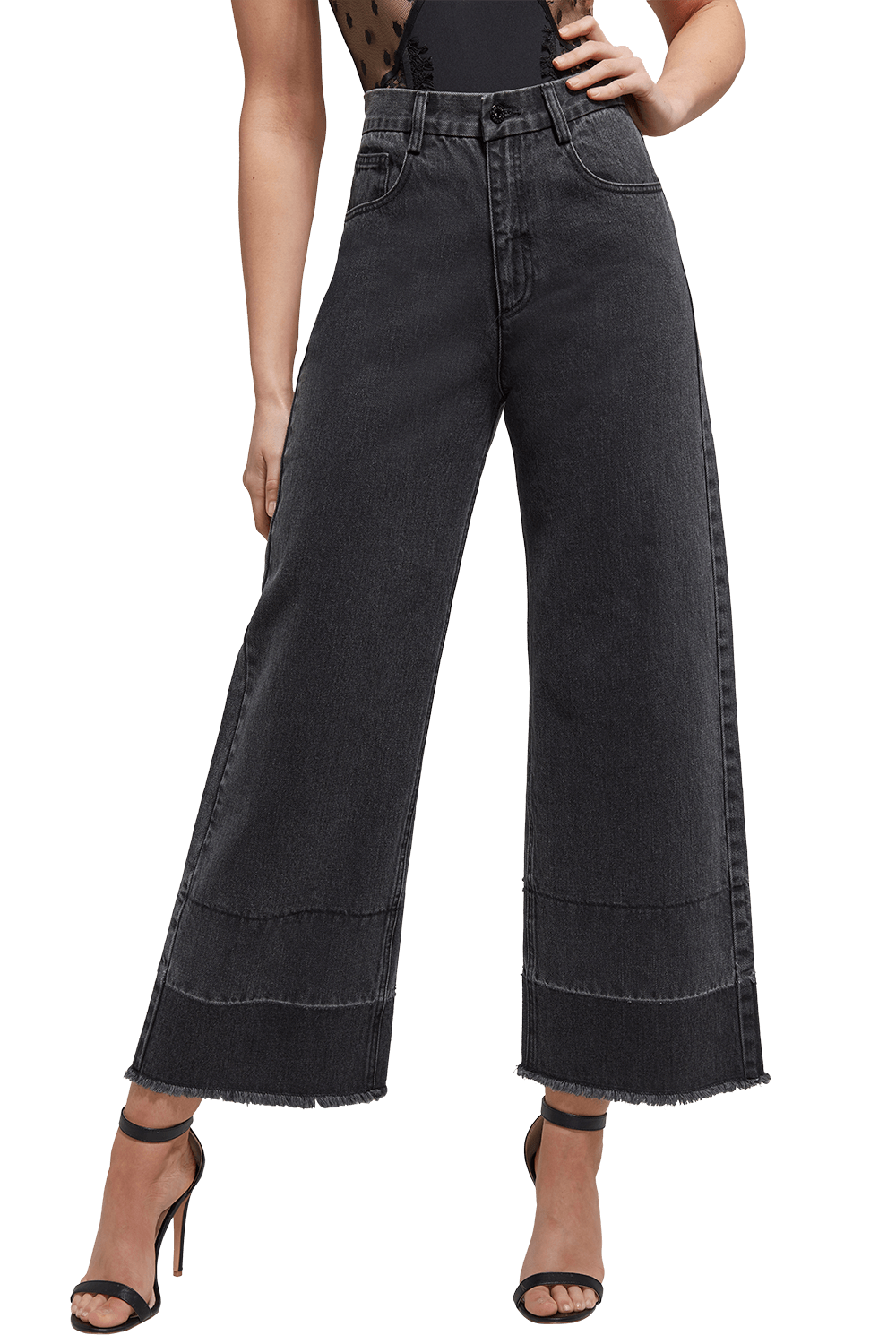 black wide leg denim