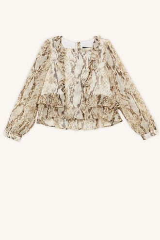 LOTTIE RUFFLE BLOUSE in colour CAVIAR