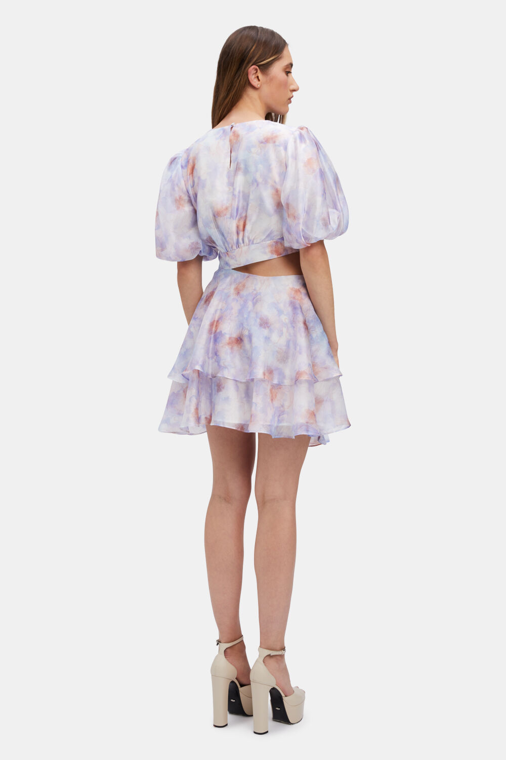 MAIA FLORAL MINI DRESS in colour FAIR ORCHID
