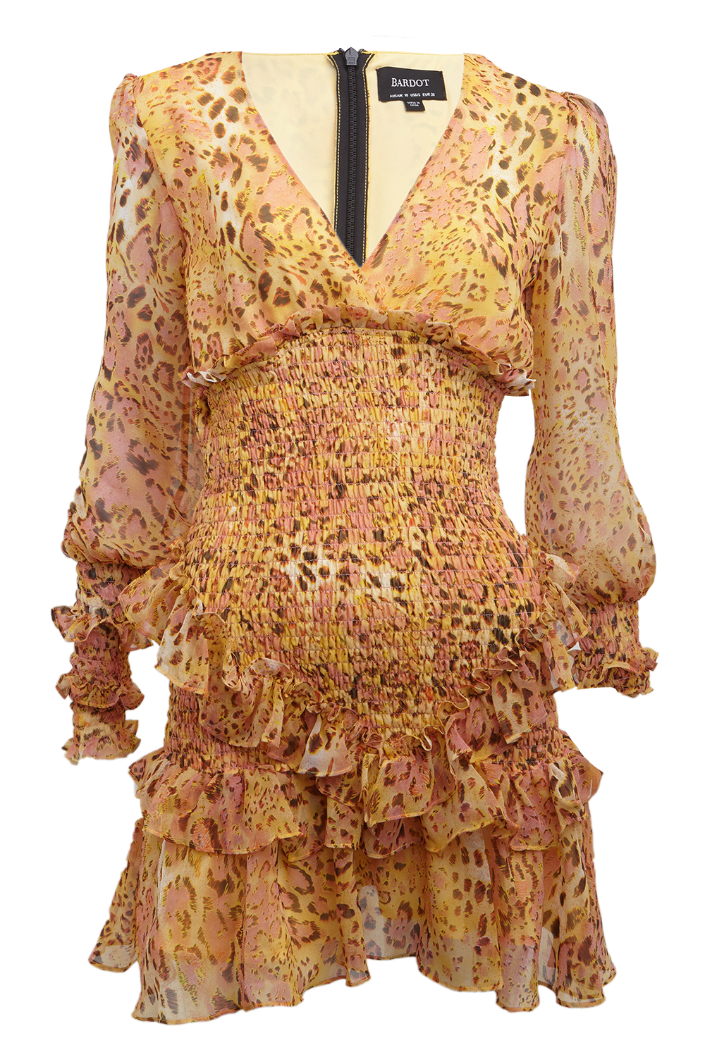 LEOPARD FRILL DRESS in colour WINTER WHITE