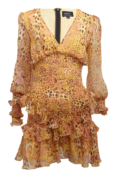 LEOPARD FRILL DRESS in colour WINTER WHITE