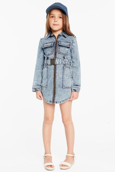 LIZA DENIM SHIRT DRESS in colour BRIGHT WHITE