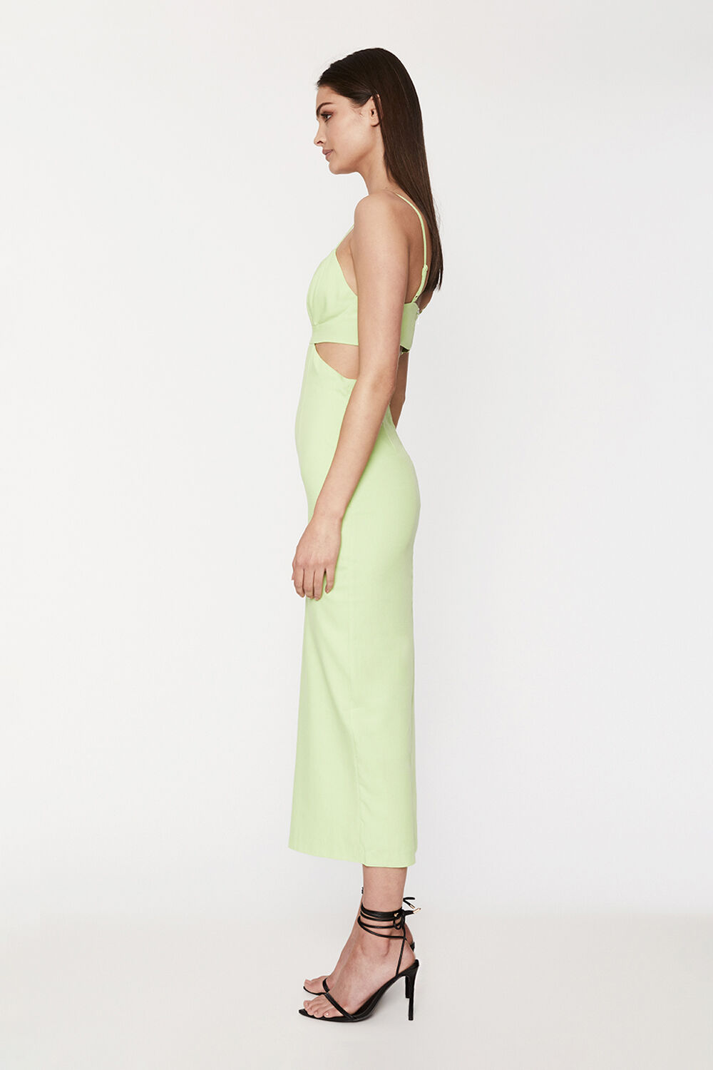 CUT OUT SLIT MIDI in colour LIMEADE