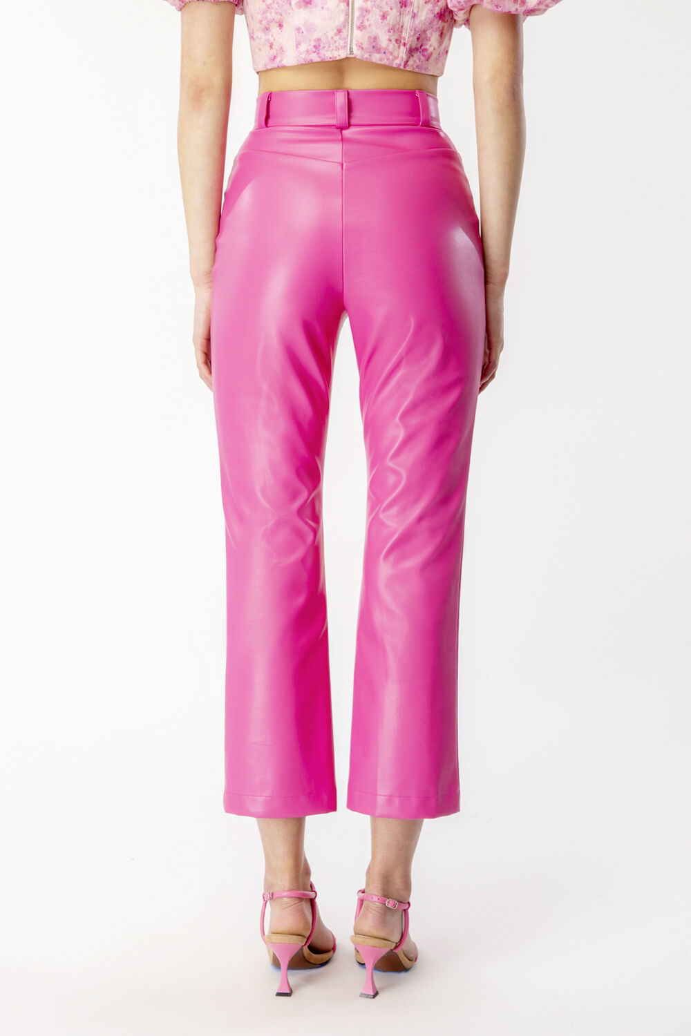 silk pink trousers