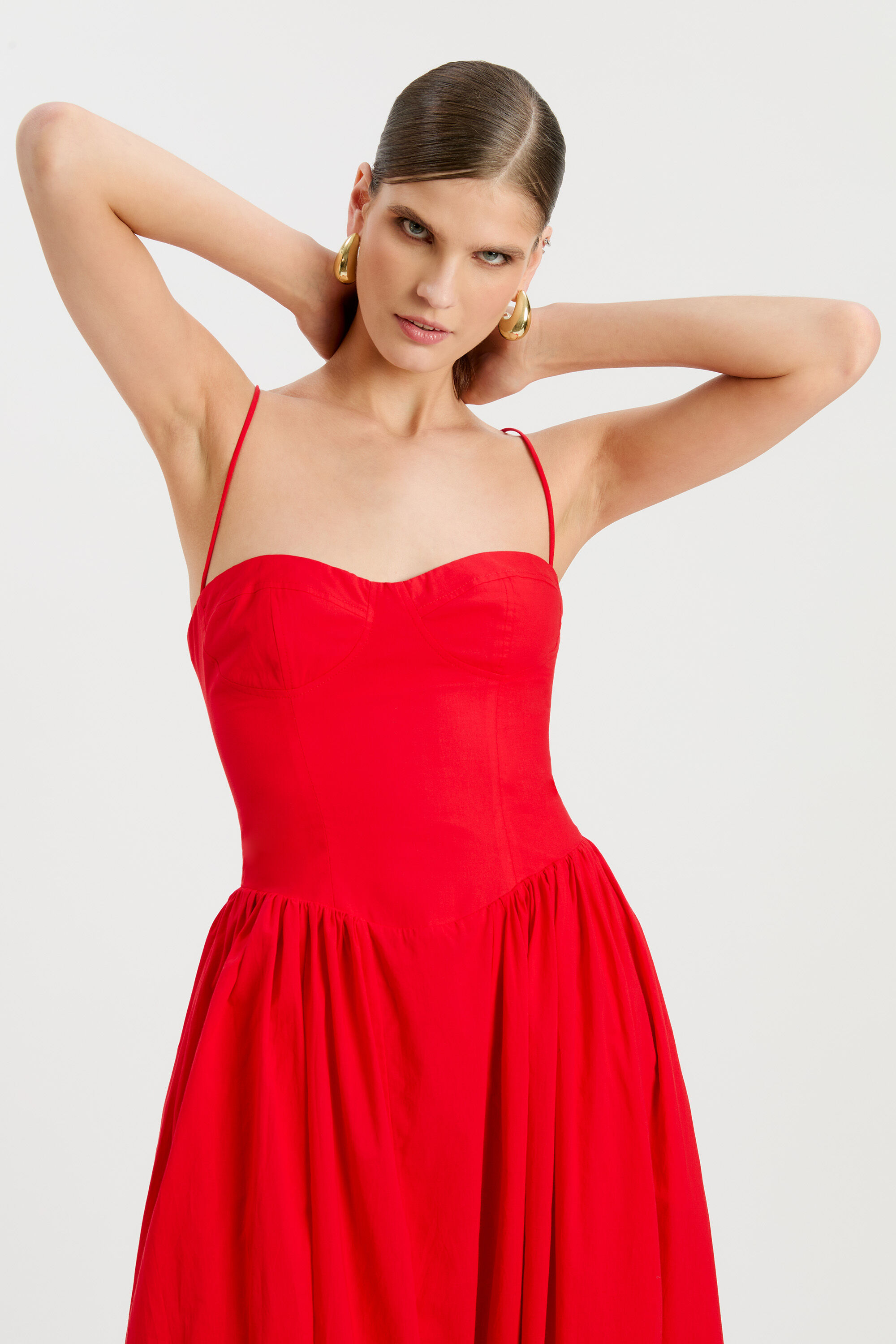 Estie Cotton Maxi Dress In Fire Red | Bardot