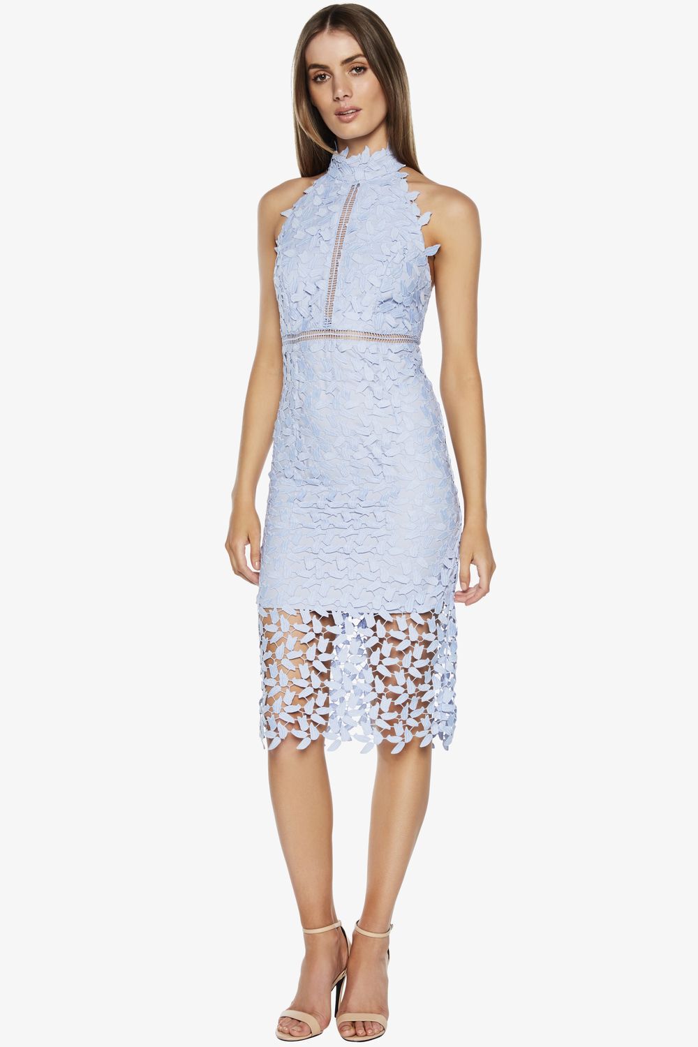 Gemma Halter Dress in Past Blue | Bardot